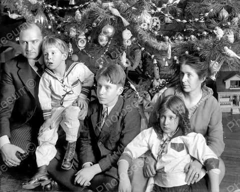 Family Posing With Christmas Tree 8x10 Reprint Of Old Photo - Photoseeum