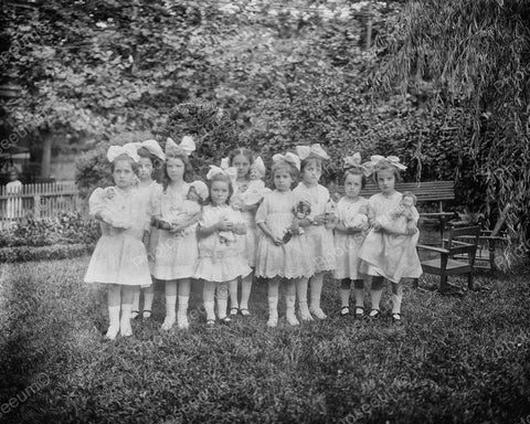 Girls Playing With Dolls 1913 Vintage 8x10 Reprint Of Old Photo - Photoseeum