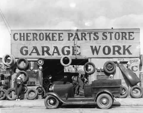 Cherokee Automobile Parts Garage March Vintage 1930s 8x10 Reprint Of Old Photo - Photoseeum