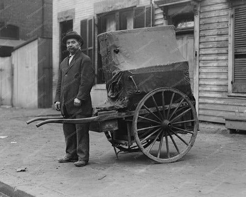 Street Piano Player Pulling Barrel Piano 8x10 Reprint Of Old Photo - Photoseeum