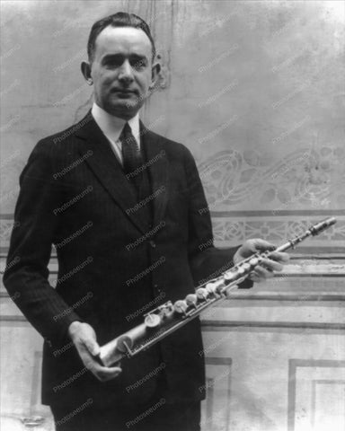 Tom Brown Holding Early Saxophone 8x10 Reprint Of Old Photo - Photoseeum