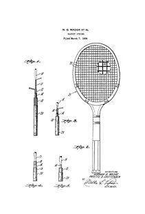 USA Patent for 1930s Tennis Racket String Drawings - Photoseeum