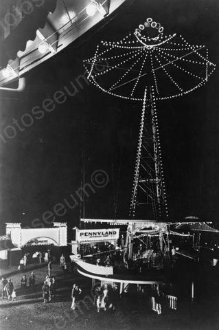 Glen Echo Amusement Park Night View 1920s 4x6 Reprint Of Old Photo - Photoseeum