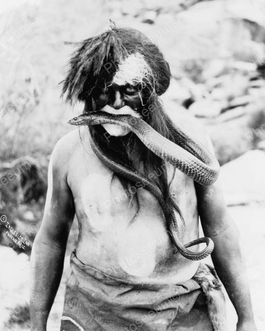 Hopi Indian Caught Snake In Mouth 1924 Vintage 8x10 Reprint Of Old Photo - Photoseeum