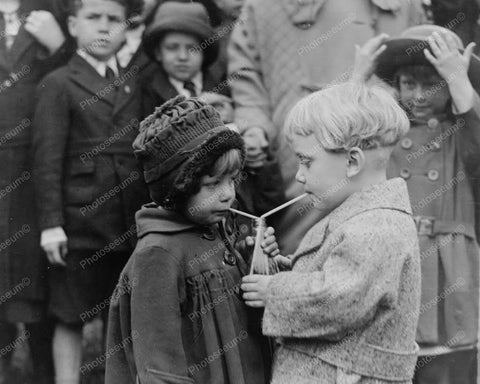 Little Boy & Girl Sharing A Coca Cola 8x10 Reprint Of Old Photo - Photoseeum