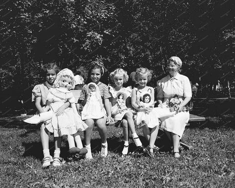 Girls Pose With Dolls Vintage 8x10 Reprint Of Old Photo - Photoseeum