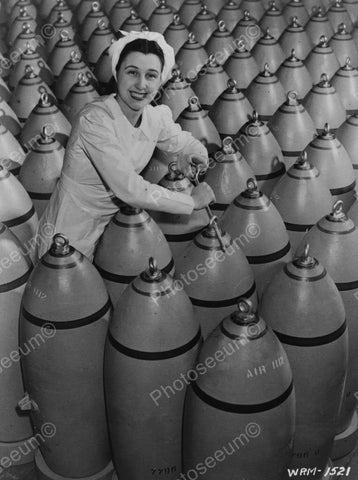 Woman Ties Plugs On Aerial  Bombs Vintage 1940s Reprint 8x10 Old Photo - Photoseeum