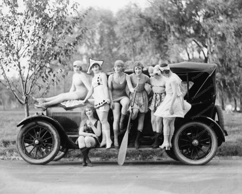 Mack Sennett Girls Antique Car 1920s 8x10 Reprint Of Old Photo - Photoseeum