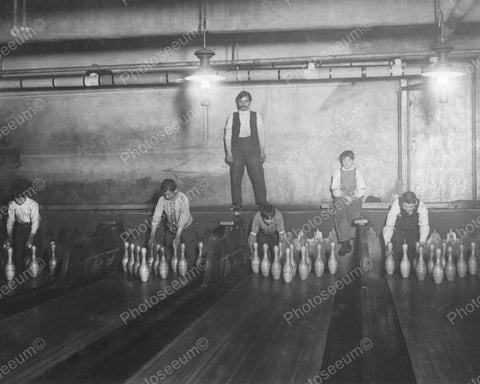 Pinboys Working In Subway Bowling Alley 1910 Vintage 8x10 Reprint Of Old Photo - Photoseeum