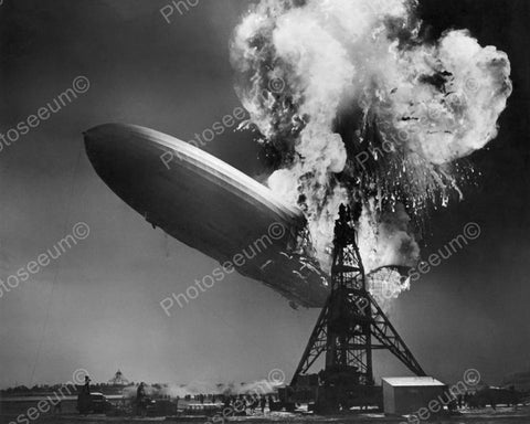 Zeppelin The Hindenburg On Fire Vintage 8x10 Reprint Of Old Photo - Photoseeum