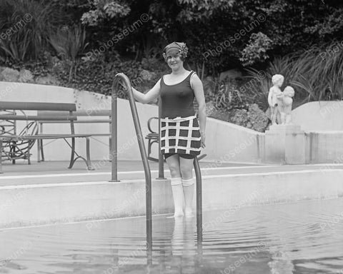 Checkered Square Bathing Suit 1924 Vintage 8x10 Reprint Of Old Photo - Photoseeum