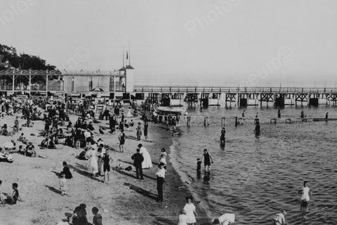 Crystal Beach Bathers At Beach 1910s 4x6 Reprint Of Old Photo - Photoseeum