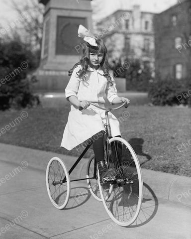 Girl Riding Tricycle 1917 Vintage 8x10 Reprint Of Old Photo 1 - Photoseeum