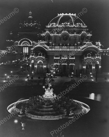 Temple Of Music Lit Up At Night 8x10 Reprint Of Old Photo - Photoseeum