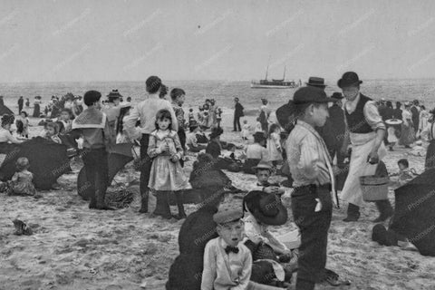 Coney Island Familes On Beach 1900s 4x6 Reprint Of Old Photo - Photoseeum
