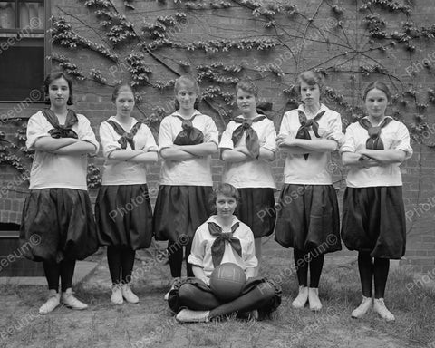 Girls Basketball Team 1916 Vintage 8x10 Reprint Of Old Photo - Photoseeum