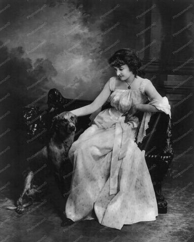 Lady Seated With Dog 1900s Vintage 8x10 Reprint Of Old Photo - Photoseeum