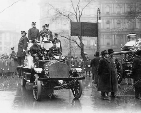 Men Ride On Fire Engine In Parade 1910s  8x10 Reprint Of Old Photo - Photoseeum