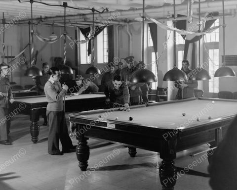 Australian Soldiers Play Billiards 1940s 8x10 Reprint Of Old Photo - Photoseeum