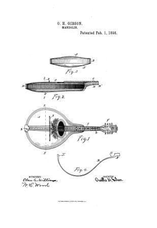 USA Patent Historic First Gibson Mandolin Drawings - Photoseeum