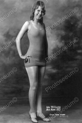 Miss Miami 1927 Leggy Winner Poses 4x6 Reprint Of Old Photo - Photoseeum