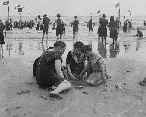 Coney Island Beach Swim & Sand Fun! 8x10 Reprint Of Old Photo - Photoseeum