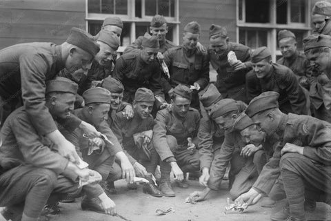Soldiers Gambling Scene 1940s 4x6 Reprint Of Old Photo - Photoseeum