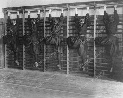 Dancers Climb Exercise Wall! 8x10 Reprint Of Old Photo - Photoseeum