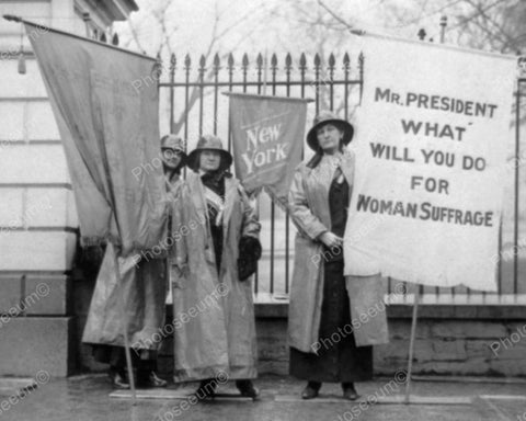 Mr Pres What Will You Do Woman Suffrage 1917 Vintage 8x10 Reprint Of Old Photo - Photoseeum