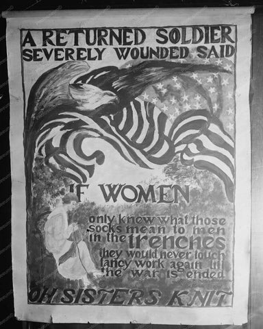 War Sign Asking Women to Knit Socks 8x10 Reprint Of Old Photo - Photoseeum