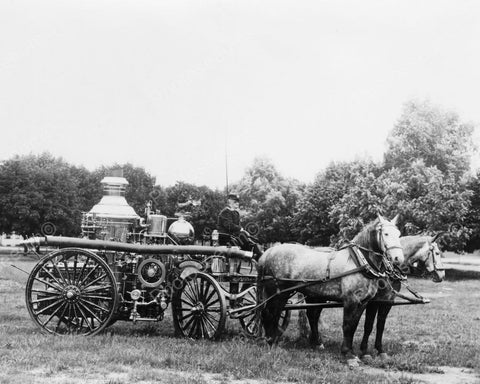 Horse Drawn Antique Fire Truck 1900s 8x10 Reprint Of  Old Photo - Photoseeum