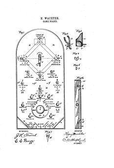 USA Patent Wachters Baseball Bagatelle 1890's Drawings - Photoseeum
