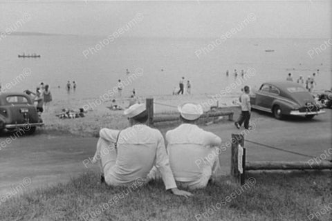 Sailors Relax Overlooking The Beach 4x6 Reprint Of Old Photo - Photoseeum