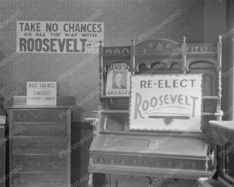 Re Elect Roosevelt Sign Furniture Store 1940's Vintage 8x10 Reprint Of Old Photo - Photoseeum
