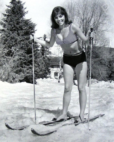 Jo Collins On Skis Barefoot Portrait Vintage 8x10 Reprint Of Old Photo - Photoseeum