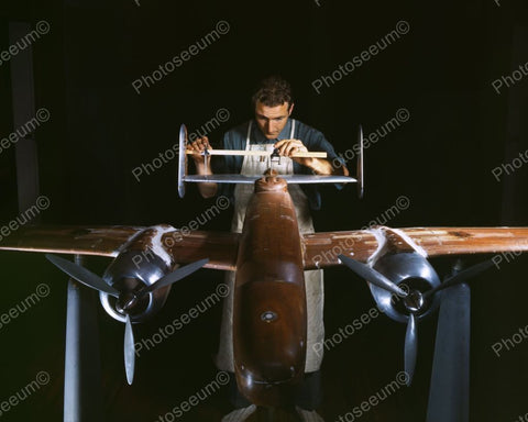 Airplane Model Out Of Wood 1942 Vintage 8x10 Reprint Of Old Photo - Photoseeum