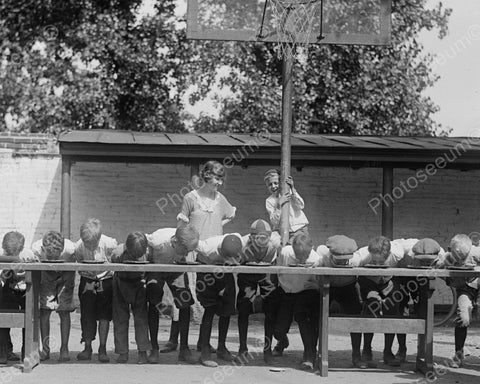 School Pie Eating Contest 1923 Vintage 8x10 Reprint Of Old Photo - Photoseeum
