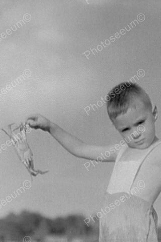 Brave Little Boy Holds Huge Crab! 1900s 4x6 Reprint Of Old Photo - Photoseeum