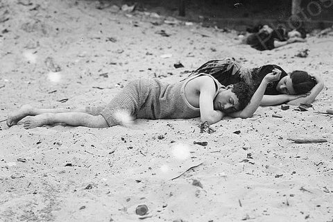 Coney Island Sand Sleeping At Beach 1910 4x6 Reprint Of Old Photo - Photoseeum