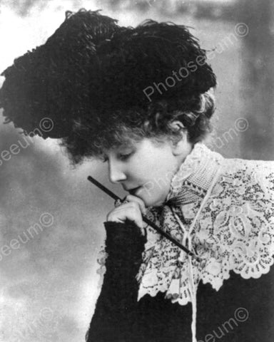 Lady In Feather Hat & Cigarette Holder 8x10 Reprint Of Old Photo - Photoseeum