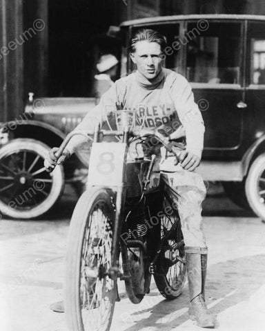 Harley Davidson Motorcycle Racer Vintage 8x10 Reprint Of Old Photo - Photoseeum