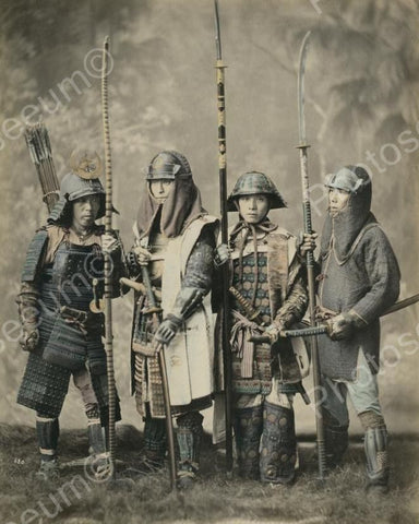 Group Of Samurai Soldiers Preparing For Battle Vintage 8x10 Reprint Of Old Photo - Photoseeum