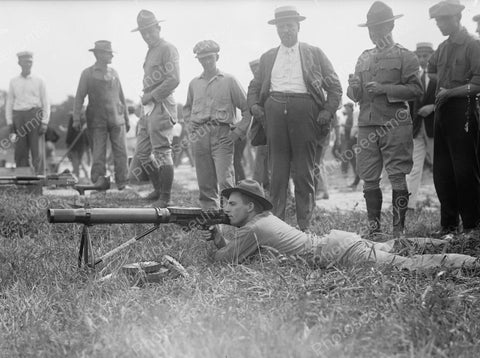 Soldier Testing New Machine Gun Vintage 8x10 Reprint Of Old Photo - Photoseeum