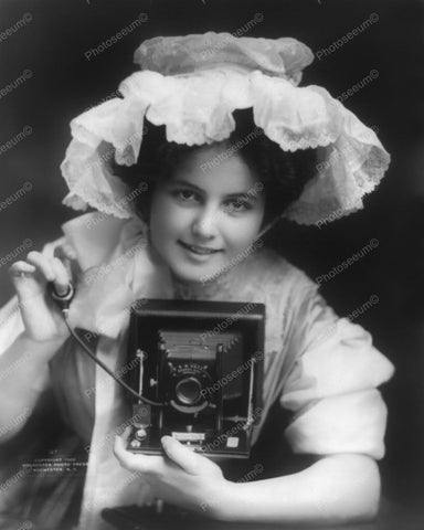 Camera Girl 1909 Vintage 8x10 Reprint Of Old Photo - Photoseeum