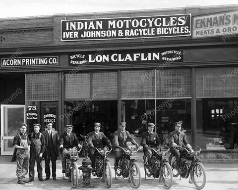 Indian Motorcycle Shop 1916 Vintage 8x10 Reprint Of Old Photo - Photoseeum