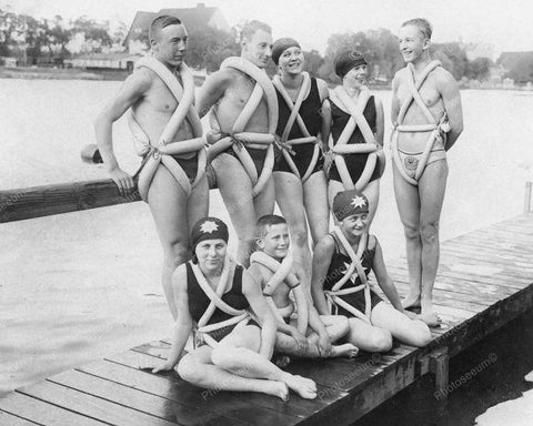 Bicycle Air Tube Tires Used for Swimming Aid Vintage 8x10 Reprint Of Old Photo - Photoseeum