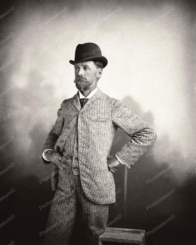 Victorian Man Poses In Fashion Attire 8x10 Reprint Of Old Photo - Photoseeum