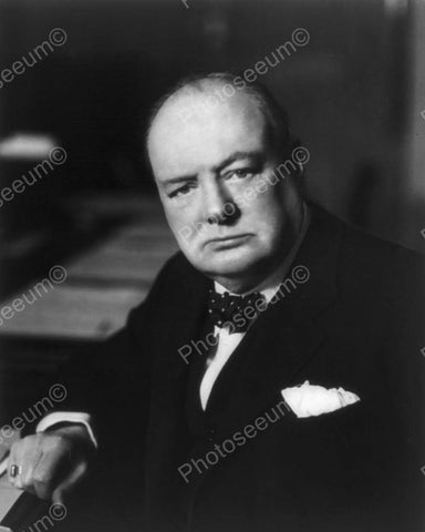 Winston Churchill Portrait Vintage 8x10 Reprint Of Old Photo - Photoseeum