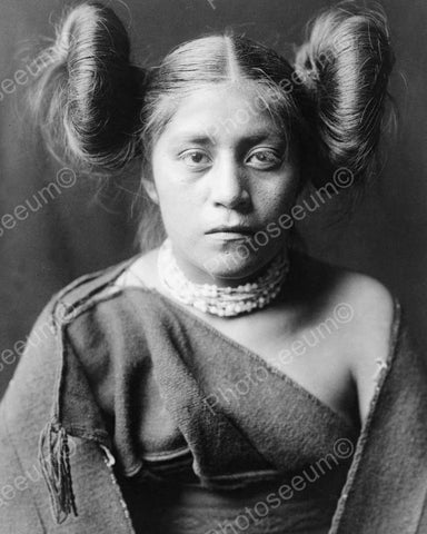 Native Indian Girl With Neat Hair Do! 8x10 Reprint Of Old Photo - Photoseeum