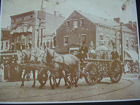 Horse Drawn Fire Truck Vintage Sepia Card Stock Photo 1800s - Photoseeum